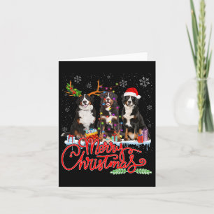 Carte Joyeux Noël Bernese Mountain Père Noël Reindeer Li