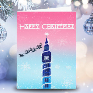 Carte Joyeux Noël Big Ben avec le Père Noël