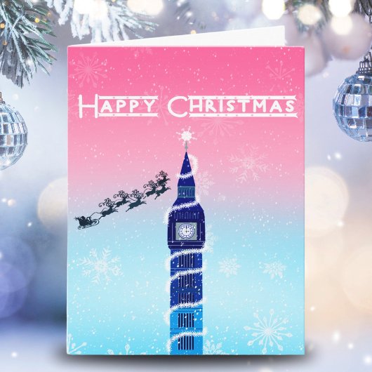 Carte Joyeux Noël Big Ben avec Père Noël