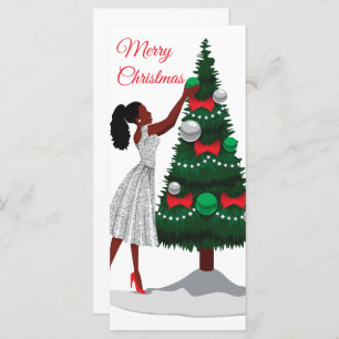 Carte Joyeux Noël Black African American Woman Card