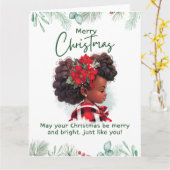 Carte Joyeux Noël Black Girl Magic Melanin Xmas Fun (Fleur jaune)