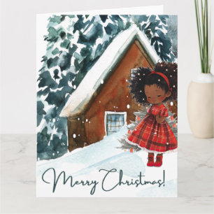 Carte Joyeux Noël Black Girl Melanin Girls Xmas Snow