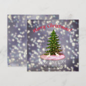 Carte Joyeux Noël blanc lapines épinette (Devant / Derrière)