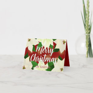 Carte Joyeux Noël Blanc Poinsettias