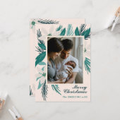 Carte Joyeux Noël blanc poinsettias photo (Devant/Arrière en situation)
