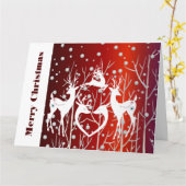 Carte Joyeux Noël Blanc rennes Elégant Rouge Custom (Fleur jaune)