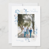 Carte Joyeux Noël bleu aquarelle Fleur Cadre Lumière (Devant)