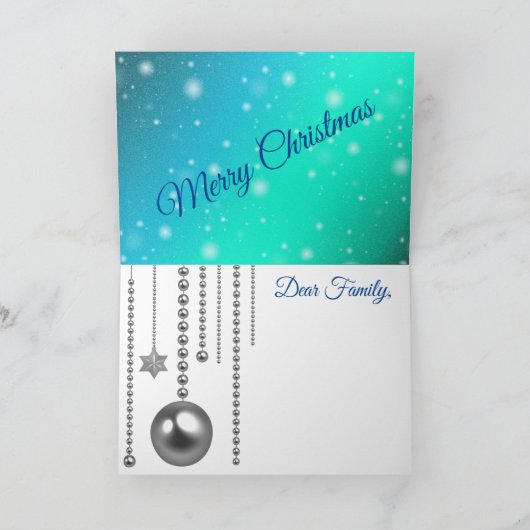 Carte Joyeux Noël bleu argenté (Intérieur)