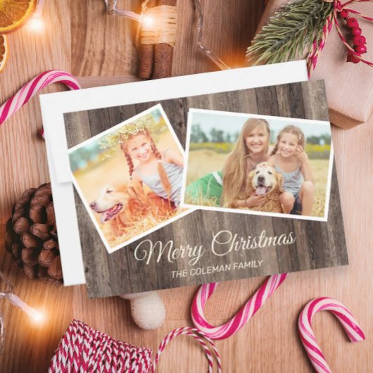 Carte Joyeux Noël Bois Rustique 2 Photo