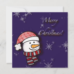 Carte Joyeux Noël, bonhomme de neige avec des vêtements