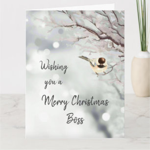 Carte Joyeux Noël Boss de nous tous Chickadee Bird