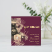 Carte Joyeux Noël - bougies cubes et cadeaux (Debout devant)