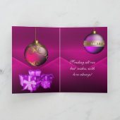 Carte Joyeux Noël Boules Roses Prune (Intérieur)