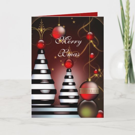 Carte Joyeux Noël Boules Rouges (Devant)