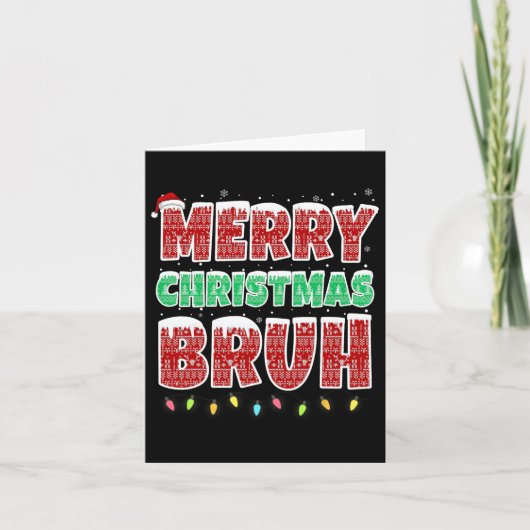 Carte Joyeux Noël Bruh Doux moche Joyeux Noël Lumières F (Devant)