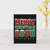 Carte Joyeux Noël Bruh Rouge Vert Rouge Plaqué Feux de N (Fleur jaune)