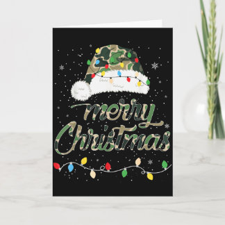 Carte Joyeux Noël Camouflage Chapeau de Père Noël Noël F