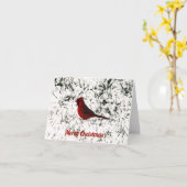 Carte Joyeux Noël Cardinal (Fleur jaune)