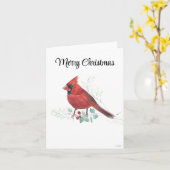 Carte Joyeux Noël Cardinal Holiday Card (Fleur jaune)