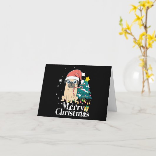 Carte Joyeux Noël Carlin chien arbre de Noël (Fleur jaune)