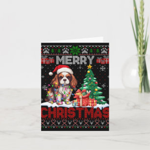 Carte Joyeux Noël Cavalier King Amoureux de les chiens l