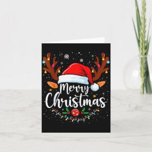 Carte Joyeux Noël Chapeau Rouge de Père Noël Renne Xmas