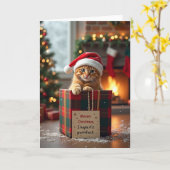 Carte Joyeux Noël chaton parfait (Fleur jaune)