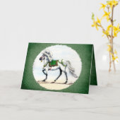 Carte Joyeux Noël Cheval Islandais (Fleur jaune)