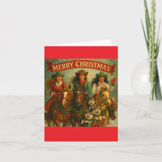 Carte Joyeux Noël Chevaux et Amis (Devant)
