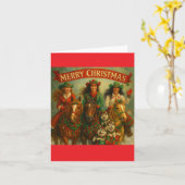 Carte Joyeux Noël Chevaux et Amis (Fleur jaune)