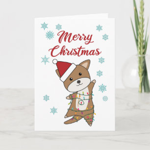 Carte Joyeux Noël Chien neige Hiver Chien Wauwau