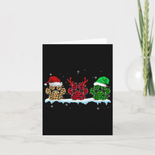 Carte Joyeux Noël Chien Paws Santa Hat Lights Leopard