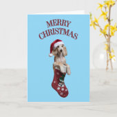 Carte Joyeux Noël Chien Saluki Mignon (Fleur jaune)