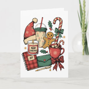 Carte Joyeux Noël Chocolat Chaud Gâteau de Noël Bougie J