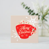 Carte Joyeux Noël Chocolat Chaud Tan Flocon de Nei (Debout devant)