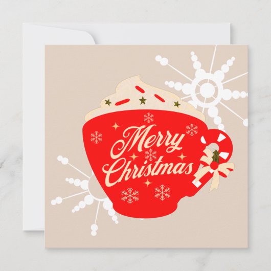 Carte Joyeux Noël Chocolat Chaud Tan Flocon de Nei (Devant)