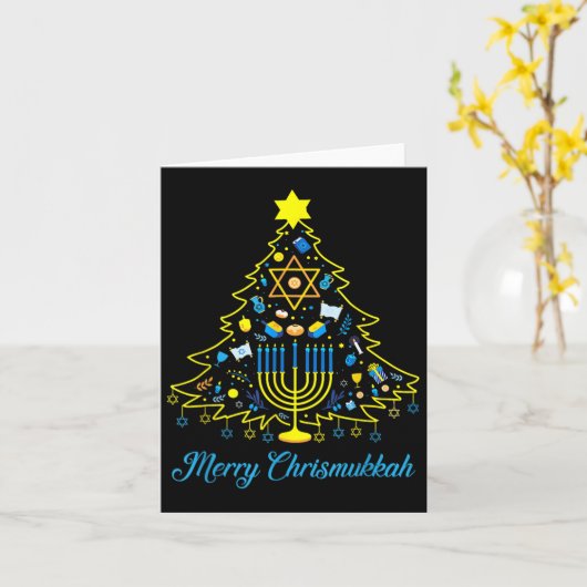 Carte Joyeux Noël Chrismukkah Joyeux Noël Hanoukka (Fleur jaune)