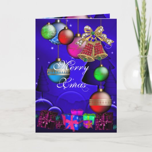 Carte Joyeux Noël Cloches Balls (Devant)