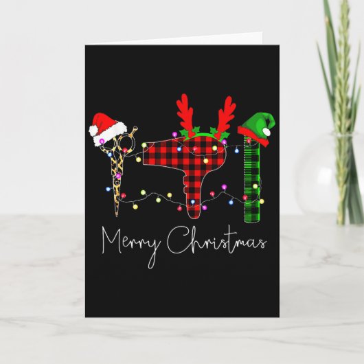 Carte Joyeux Noël Coiffeur Drôle Outil Coiffeur (Devant)
