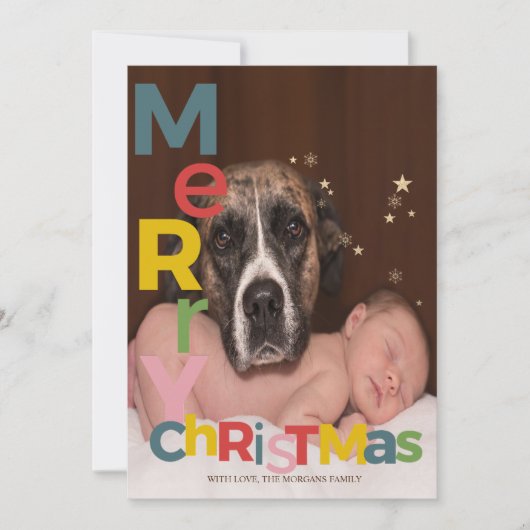 Carte Joyeux Noël coloré Photo (Devant)