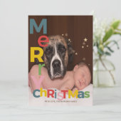 Carte Joyeux Noël coloré Photo (Debout devant)