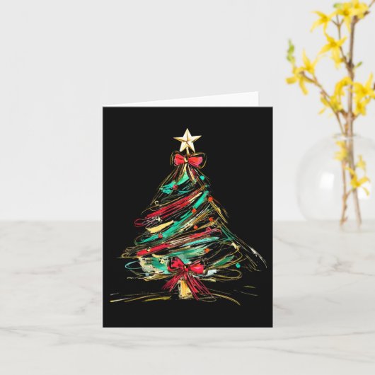 Carte Joyeux Noël Coquette Bow Xmas Tree Family Paja (Fleur jaune)