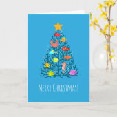 Carte Joyeux Noël Corail sous-marin Poisson tropical (Fleur jaune)
