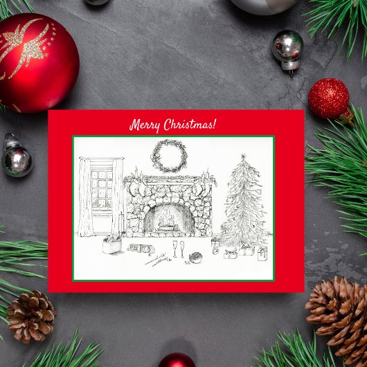 Carte Joyeux Noël Cosy Salon Avec Cavalier