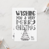 Carte Joyeux Noël couleur avec arbre (1) plat (Devant/Arrière en situation)