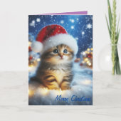 Carte Joyeux Noël Cute Kitten (Devant)