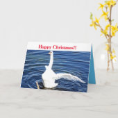 Carte Joyeux Noël Cygne (Fleur jaune)