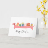 Carte Joyeux Noël Dachshund  Cadeaux de Noël (Fleur jaune)