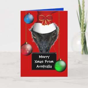 Carte Joyeux Noël d'Australie Chapeau Émeu