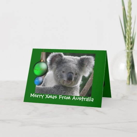 Carte Joyeux Noël d'Australie Koala (Devant)